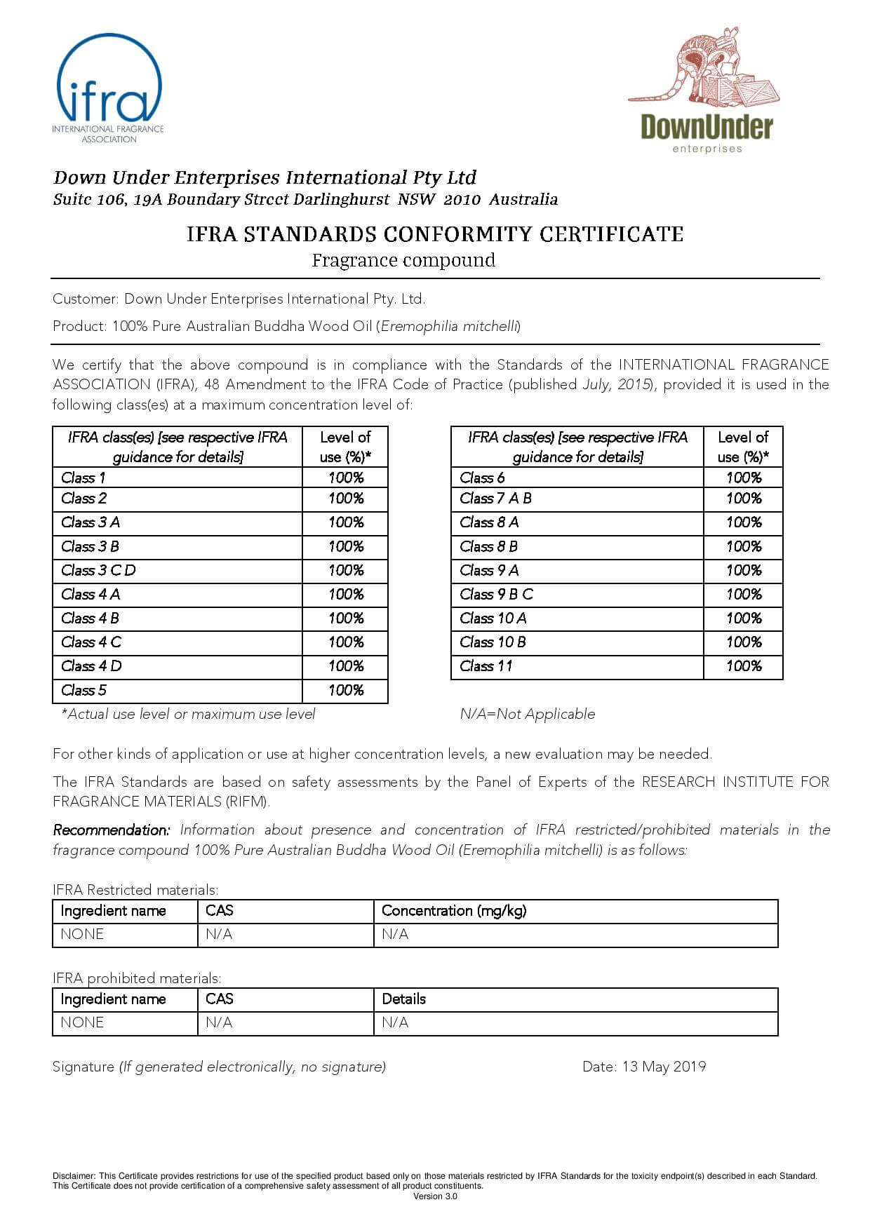 IFRA Certificate