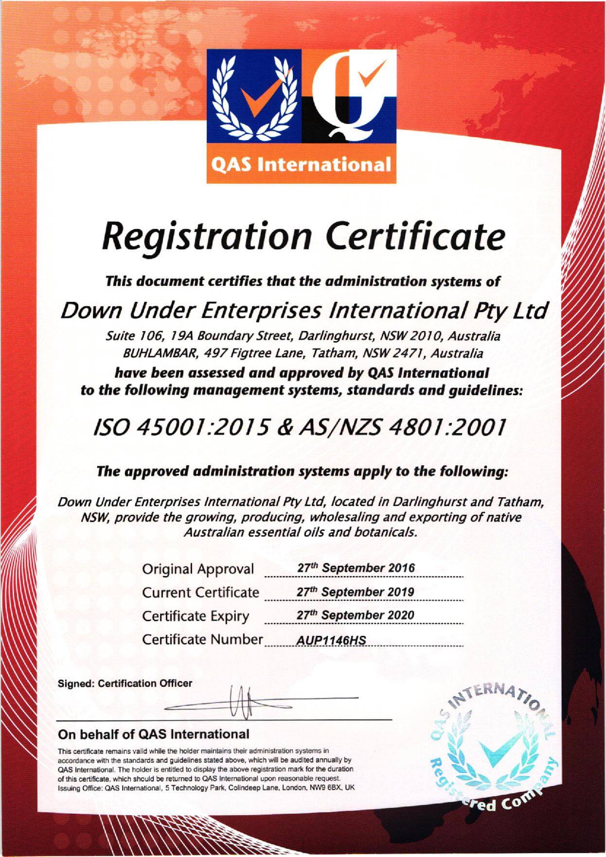  ISO45001 Certificate
